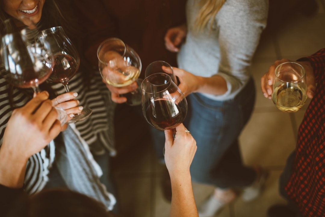 people toasting wine glasses