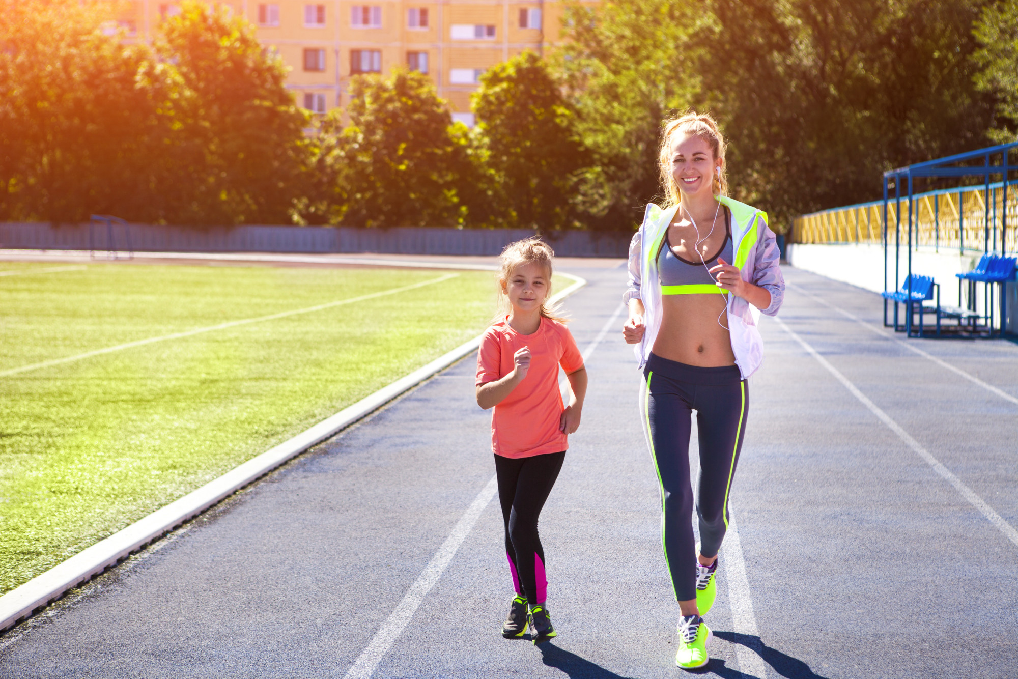 Mother and Child Doing Cardio Workout